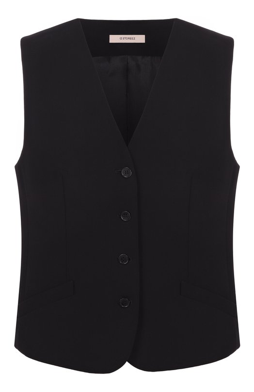Жилет из шерсти и вискозы 12 STOREEZ 126469 Чёрный 126469