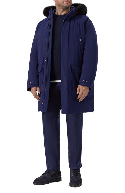 Парка с отделкой из меха лисицы Stefano Ricci M6J5400061/PA003R/60 Синий  M6J5400061/PA003R/60 Фото 2