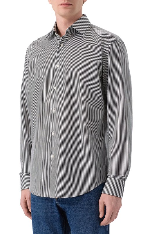 Хлопковая сорочка BOSS 50549904 Чёрно-белый  50549904 Фото 3