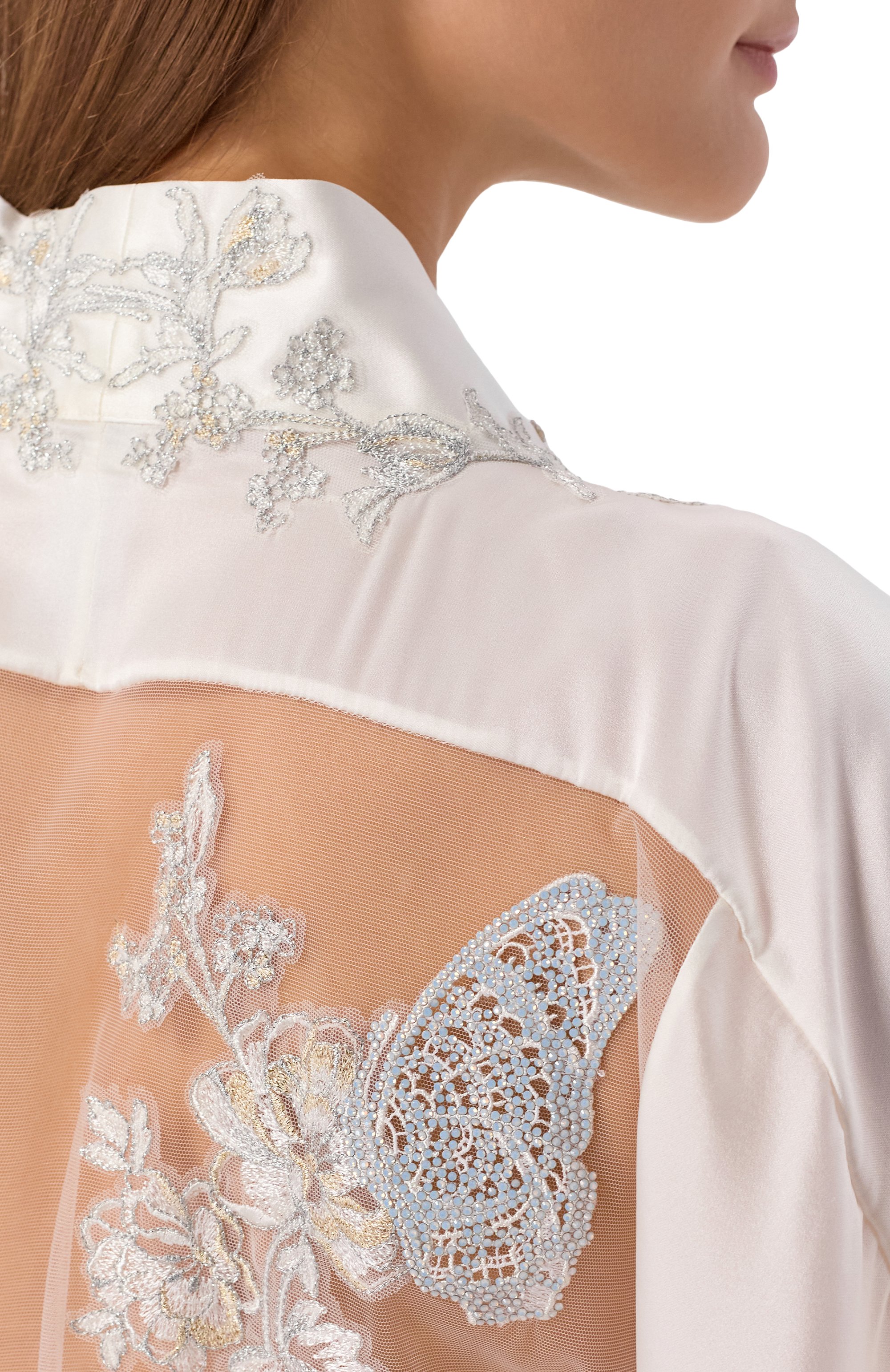 Шелковый халат C.ALLA белого цвета по цене 141000 руб., арт. CA0112 VE-C-R, фото 5 Шелковый халат C.ALLA, арт. CA0112 VE-C-R, фото 5