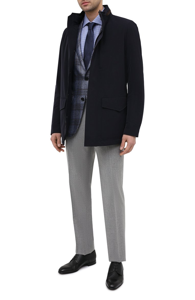 Мужск�ая хлопковая сорочка TOM FORD синего цвета, арт. 9FT132/94S3AX | Фото 2 (Воротник: Акула; Рукава: Длинные; Рубашки М: Slim Fit; Длина (для топов): Стандартные; Стили: Классический; Случай: Формальный; Манжеты: На пуговицах; Материал внешний: Хлопок; Принт: Клетка; Региональные ограничения белый список (Axapta Mercury): RU; Драгоценные камни: Проставлено; Материал сплава: Проставлено)