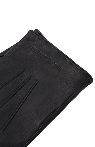 Кожаные перчатки EMPORIO ARMANI темно-синего цвета по цене 18600 руб., арт. 624139/CC203, фото 3 Кожаные перчатки EMPORIO ARMANI, арт. 624139/CC203, фото 3