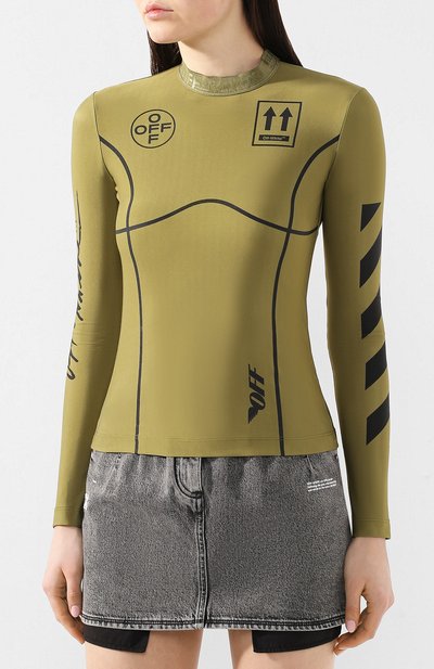 Лонгслив OFF-WHITE хаки цвета по цене 58200 руб., арт. 0WAB016S19E020774310, фото 3 Лонгслив OFF-WHITE, арт. 0WAB016S19E020774310, фото 3