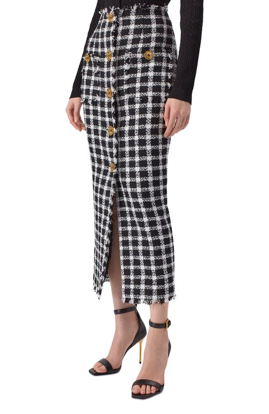 Твидовая юбка Balmain GF1LE690/CG47 Чёрно-белый  GF1LE690/CG47 Фото 3