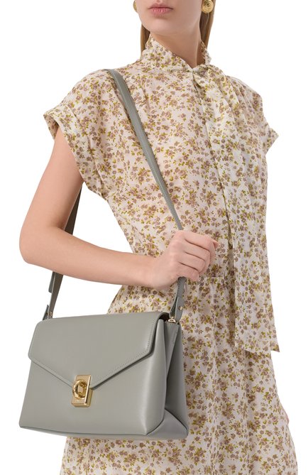 Женская сумка meridiana FURLA светло-зеленого цвета, арт. WB01448/BX3227 | Фото 2 (Ремень/цепочка: На ремешке; Материал сплава: Проставлено; Размер: medium; Драгоценные камни: Проставлено; Материал: Натуральная кожа)