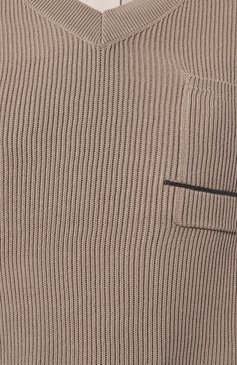 Женский хлопковый пуловер BRUNELLO CUCINELLI коричневого цвета, арт. M1919B1351 | Фото 5 (Рукава: Длинные; Длина (для топов): Стандартные; Материал сплава: Проставлено; Материал внешний: Хлопок; Женское Кросс-КТ: Пуловер-одежда; Драгоценные камни: Проставлено; Стили: Кэжуэл)