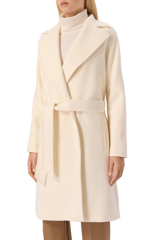 Шерстяное пальто Max Mara Studio DRAVENNA Кремовый  DRAVENNA Фото 3