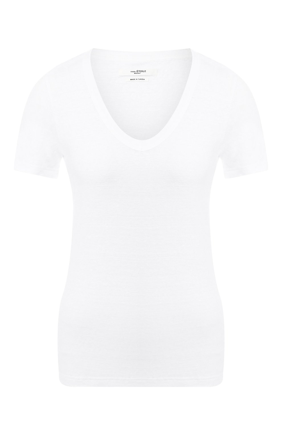 Льняная футболка ISABEL MARANT ETOILE белого цвета по цене 15150 руб., арт. TS0377-00M004E/KRANGER, фото 1 Льняная футболка ISABEL MARANT ETOILE, арт. TS0377-00M004E/KRANGER, фото 1