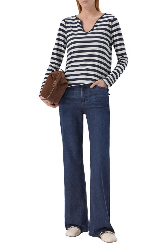 Хлопковый лонгслив Zadig and Voltaire JWTN02675 Синий  JWTN02675 Фото 2