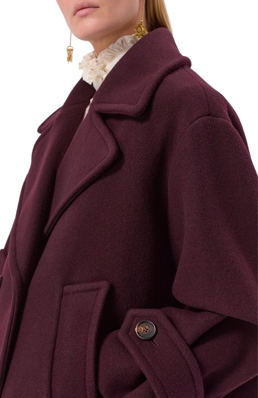 Шерстяное полупальто Chloé CH25WMA96272 Бордовый  CH25WMA96272 Фото 5