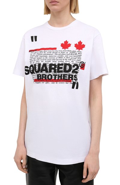 Хлопковая футболка DSQUARED2 белого цвета по цене 19800 руб., арт. S75GD0164/S23009, фото 3 Хлопковая футболка DSQUARED2, арт. S75GD0164/S23009, фото 3