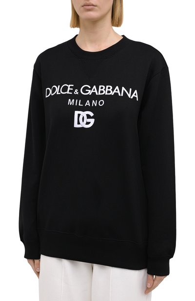 Хлопковый свитшот DOLCE & GABBANA черного цвета по цене 72150 руб., арт. F9I50Z/G7XJQ, фото 3 Хлопковый свитшот DOLCE & GABBANA, арт. F9I50Z/G7XJQ, фото 3