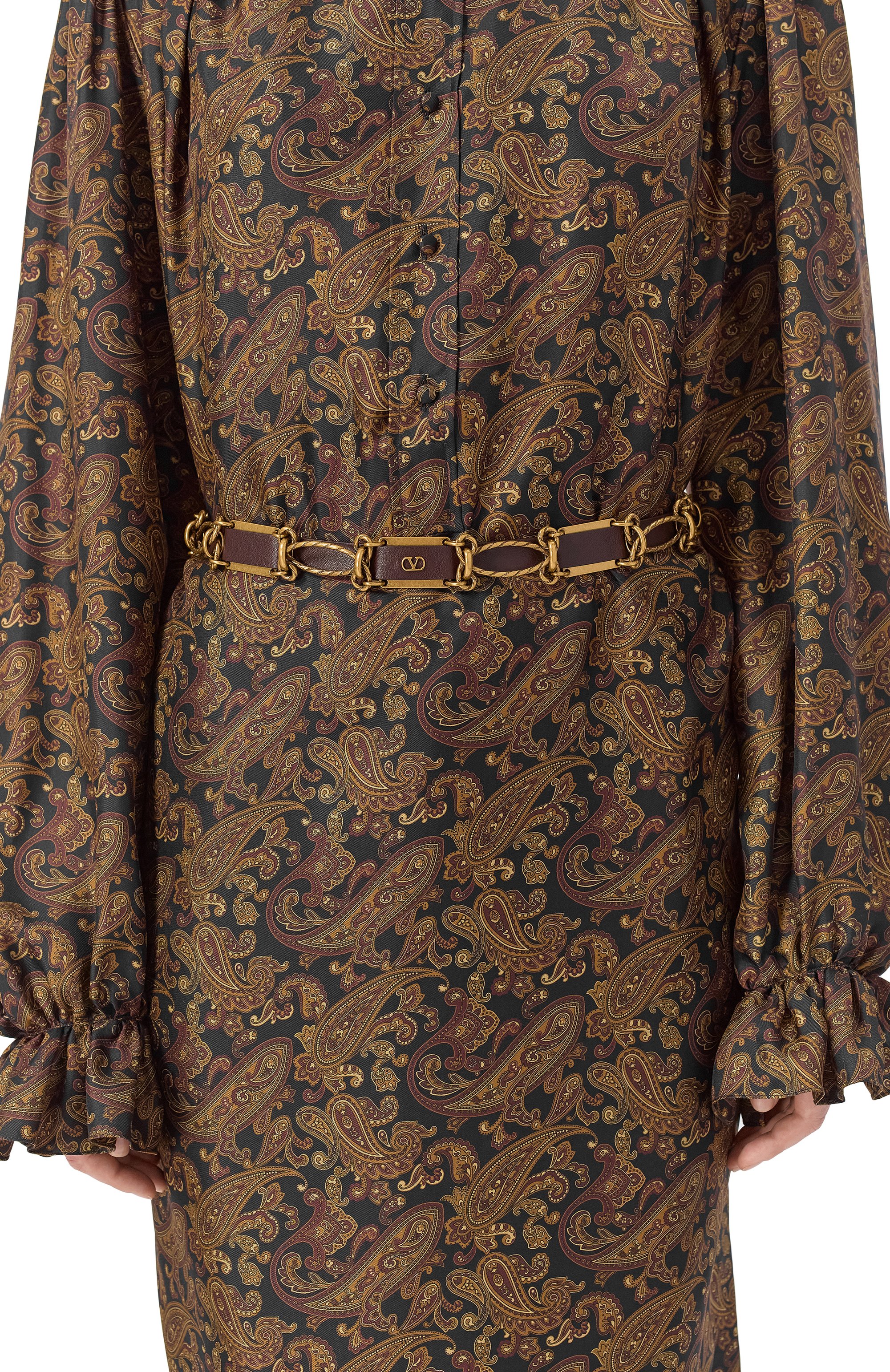 Комбинированный пояс VALENTINO темно-коричневого цвета по цене 171500 руб., арт. 7W2T0SR4/FGF, фото 2 Комбинированный пояс VALENTINO, арт. 7W2T0SR4/FGF, фото 2