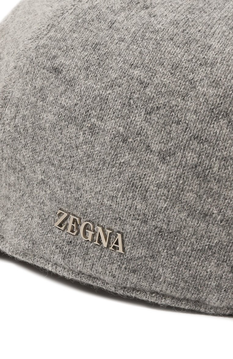 Мужская кашемировая бейсболка ZEGNA серого цвета, арт. Z6I12HA6/B6S | Фото 4 (Материал: Шерсть, Текстиль, Кашемир; Нос: Не проставлено; Материал сплава: Проставлено)