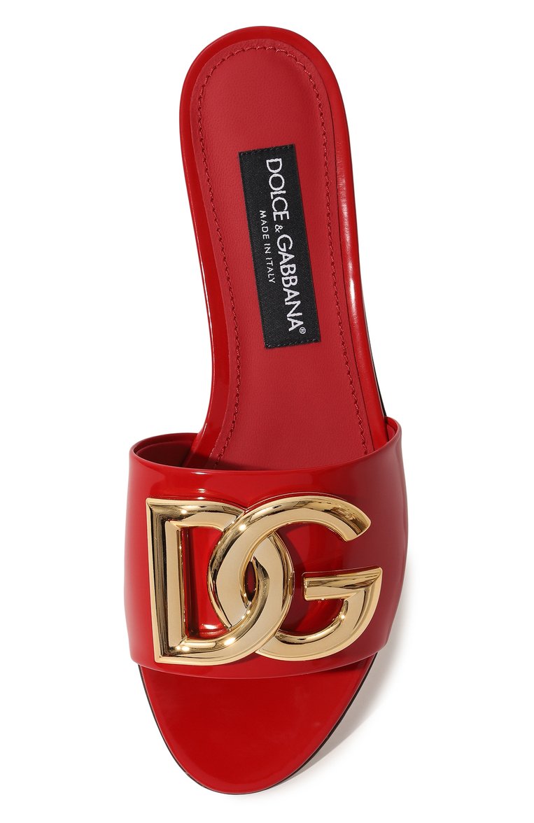 Женские кожаные шлепанцы bianca DOLCE & GABBANA красного цвета, арт. CQ0455/A1037 | Фото 6 (Каблук высота: Низкий; Материал внутренний: Натуральная кожа; Подошва: Плоская; Драгоценные камни: Проставлено; Материал сплава: Проставлено; Материал внешний: Натуральная кожа)