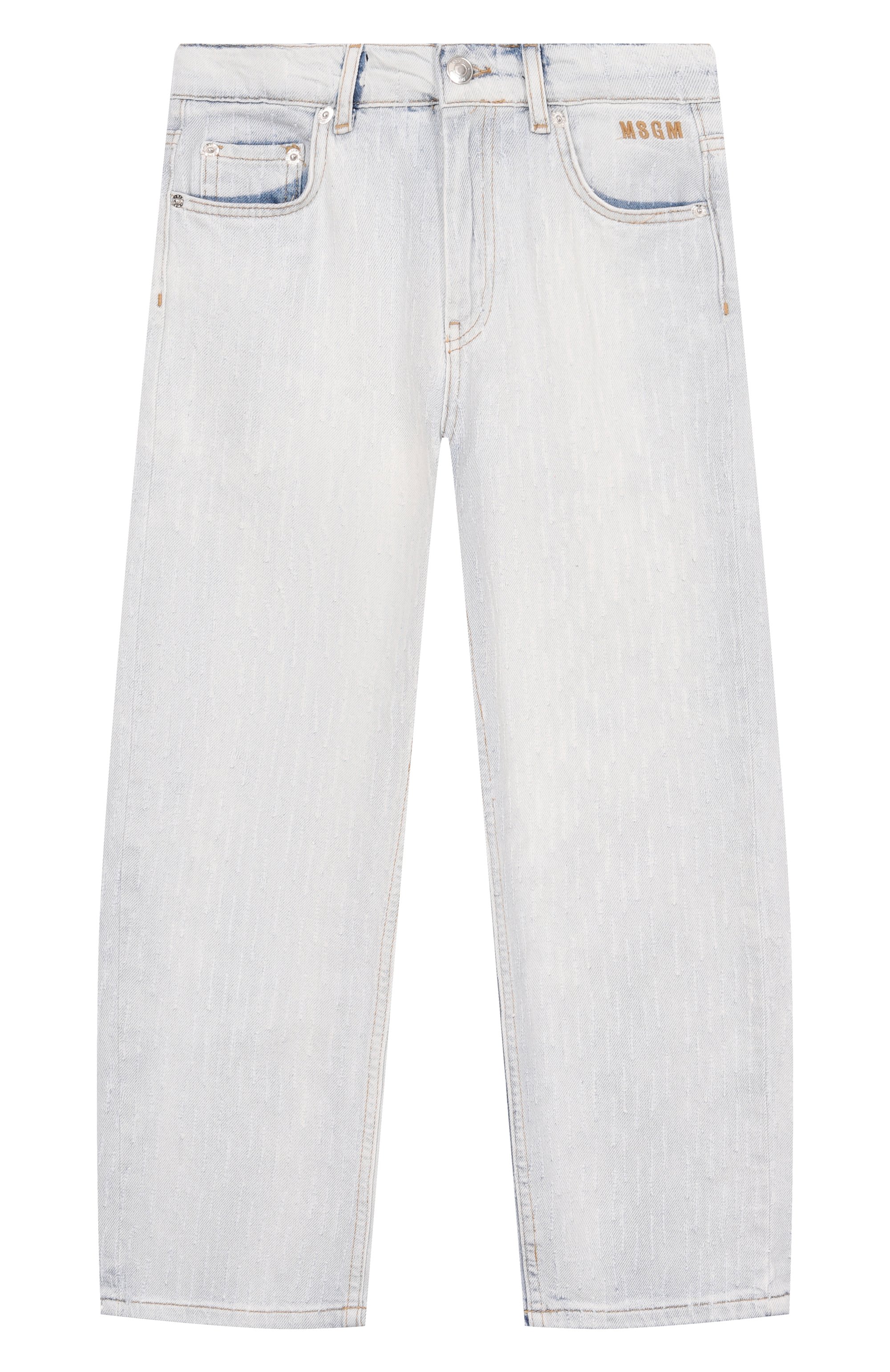 Джинсы MSGM KIDS голубого цвета по цене 18700 руб., арт. S6MSJUDP044, фото 1 Джинсы MSGM KIDS, арт. S6MSJUDP044, фото 1