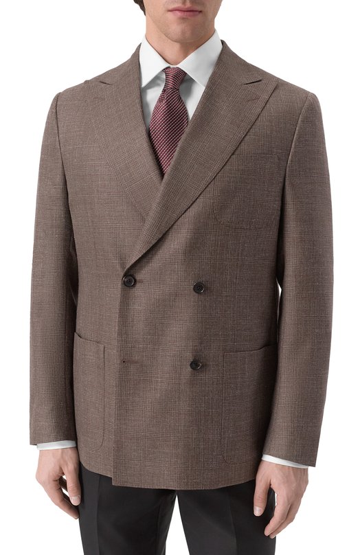 Пиджак из шерсти и шелка Corneliani 25X009-2516206 Коричневый  25X009-2516206 Фото 4