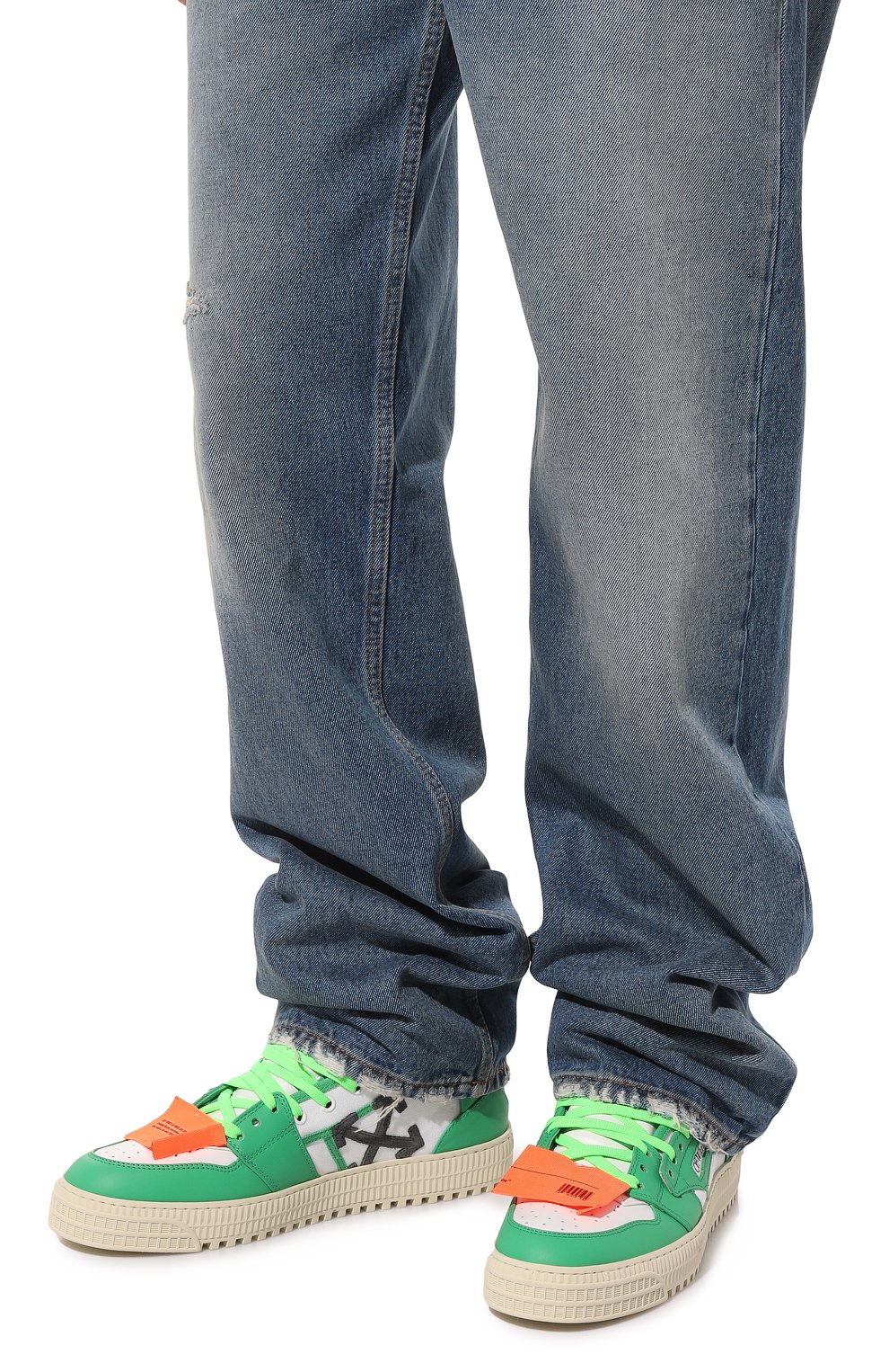 Кеды off court OFF-WHITE зеленого цвета по цене 65150 руб., арт. OMIA065S23LEA0010155, фото 3 Кеды off court OFF-WHITE, арт. OMIA065S23LEA0010155, фото 3