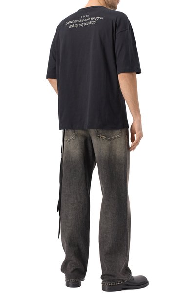 Хлопковая футболка ANN DEMEULEMEESTER черного цвета по цене 42650 руб., арт. B0012702/FA206, фото 2 Хлопковая футболка ANN DEMEULEMEESTER, арт. B0012702/FA206, фото 2