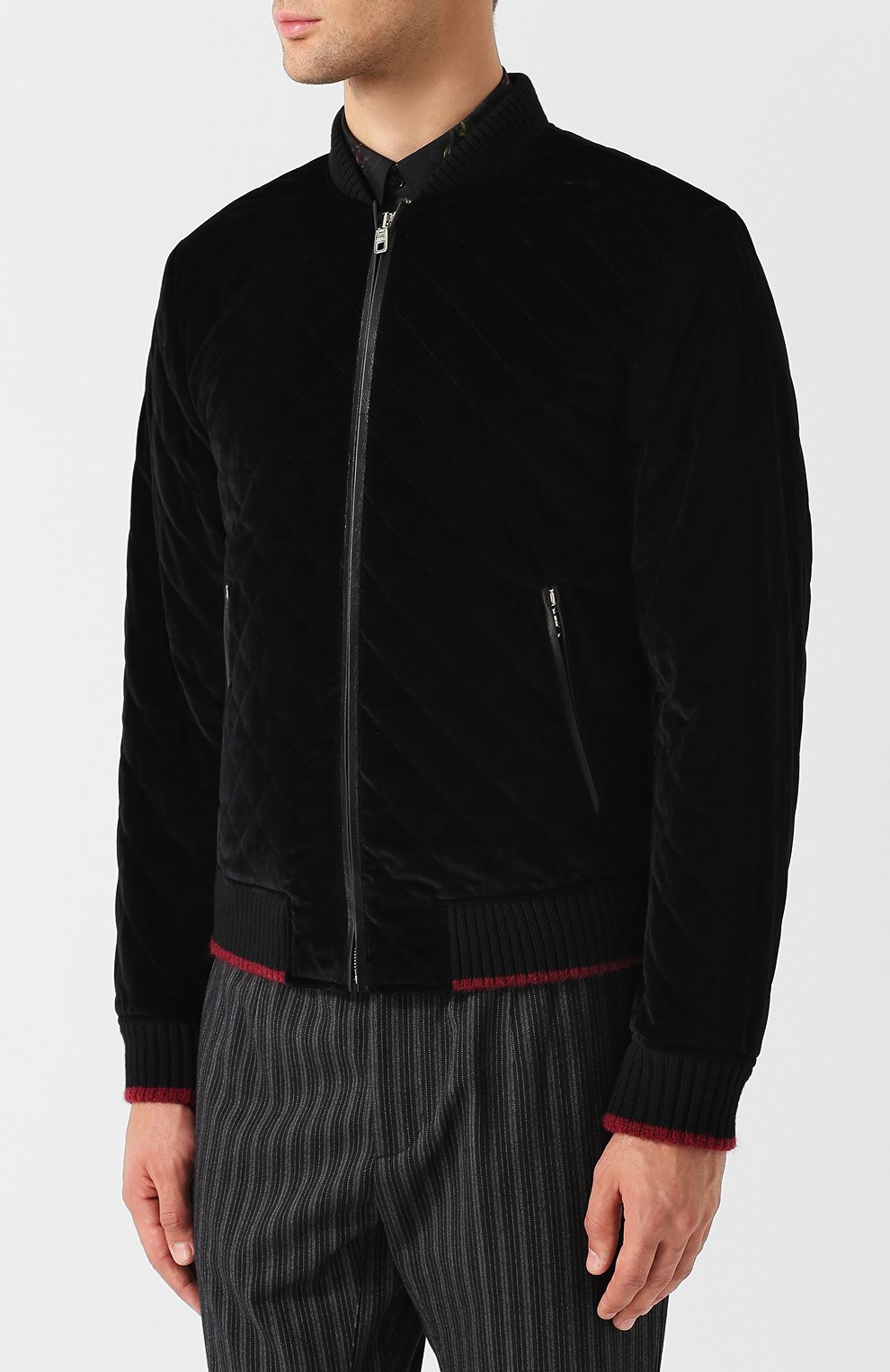 Хлопковый бомбер на молнии с контрастной отделкой DOLCE & GABBANA, арт. G9LN0T/FUVG7, фото 3