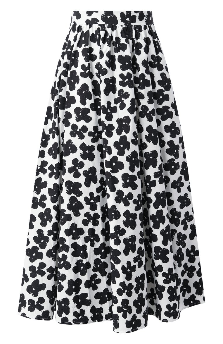 Женская хлопковая юбка MSGM черно-белого цвета, арт. 3841MDD28X/257153 | Фото 1 (Драгоценные камни: Проставлено; Длина Ж (юбки, платья, шорты): Миди; Материал сплава: Проставлено; Кросс-КТ: костюм; Стили: Романтичный; Материал внешний: Хлопок)