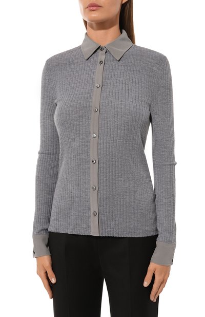 Кардиган из кашемира и шерсти AGNONA серого цвета по цене 168500 руб., арт. KD08018E/1V180LE, фото 3 Кардиган из кашемира и шерсти AGNONA, арт. KD08018E/1V180LE, фото 3