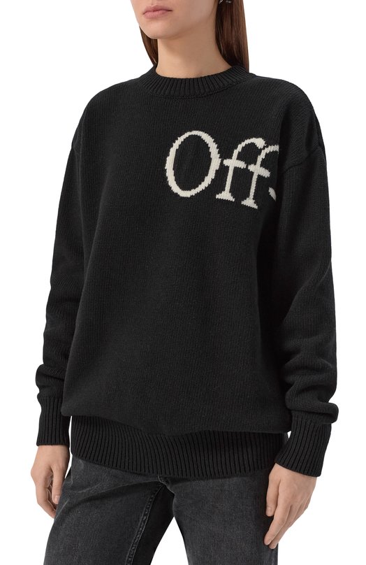 Шерстяной свитер Off-White 0WHE100F25KNI002 Чёрно-белый  0WHE100F25KNI002 Фото 3