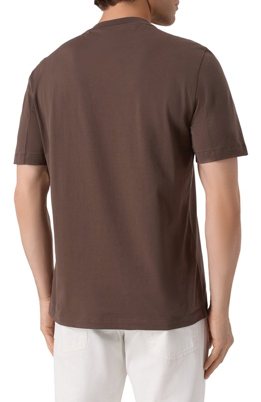 Хлопковая футболка Brunello Cucinelli M0B131308 Коричневый  M0B131308 Фото 4