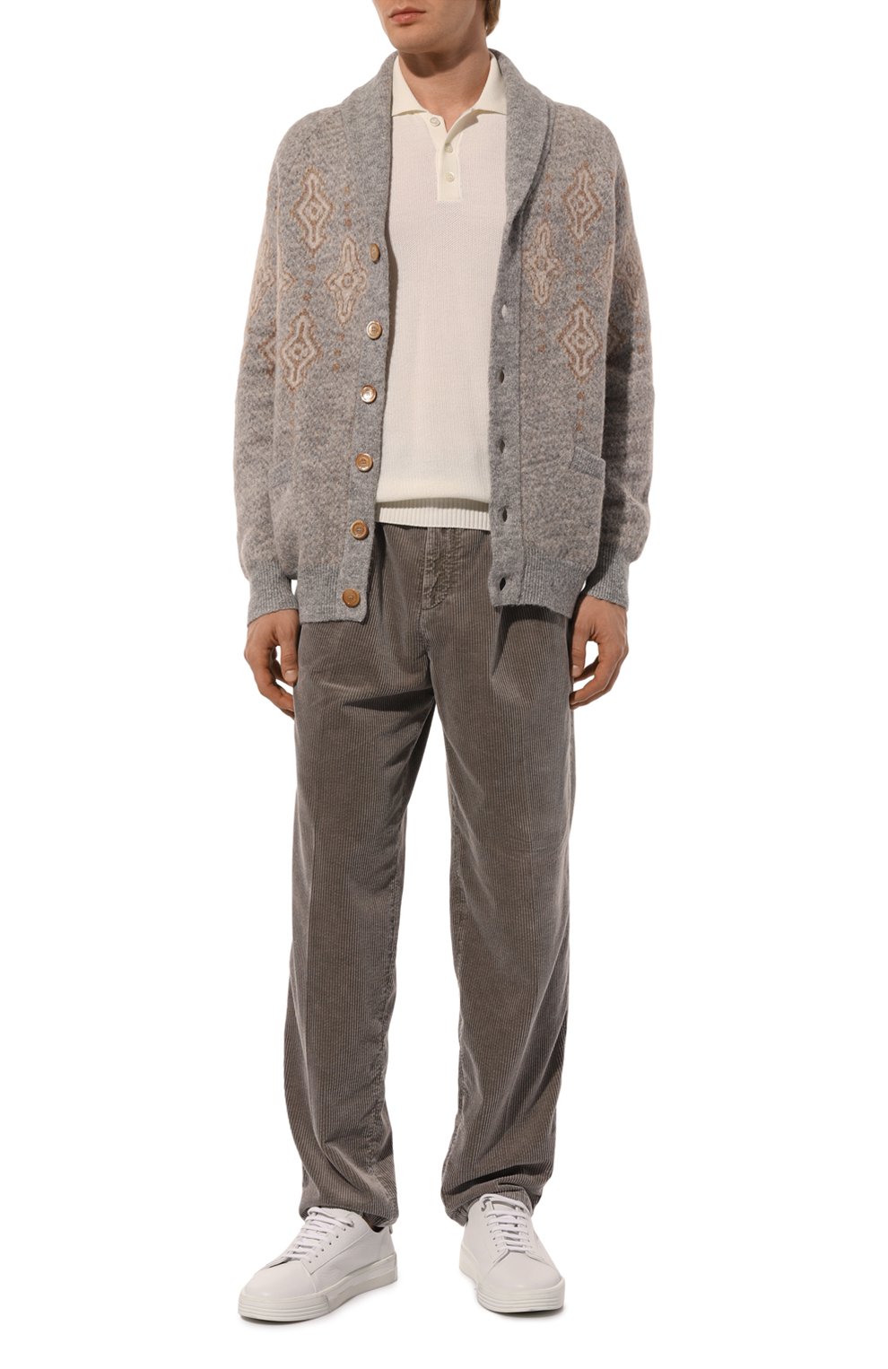Кардиган из шерсти и хлопка BRUNELLO CUCINELLI серого цвета по цене 324500 руб., арт. MS0708406, фото 2 Кардиган из шерсти и хлопка BRUNELLO CUCINELLI, арт. MS0708406, фото 2