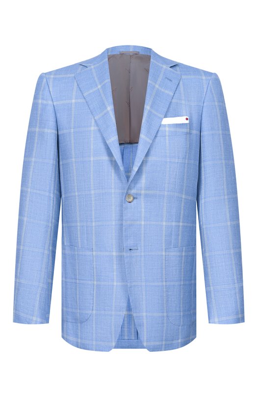 Пиджак из кашемира и шелка Kiton UG81K0639G Голубой UG81K0639G