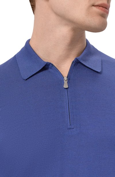 Поло из шелка и хлопка GRAN SASSO синего цвета по цене 37200 руб., арт. 43166/16290, фото 5 Поло из шелка и хлопка GRAN SASSO, арт. 43166/16290, фото 5