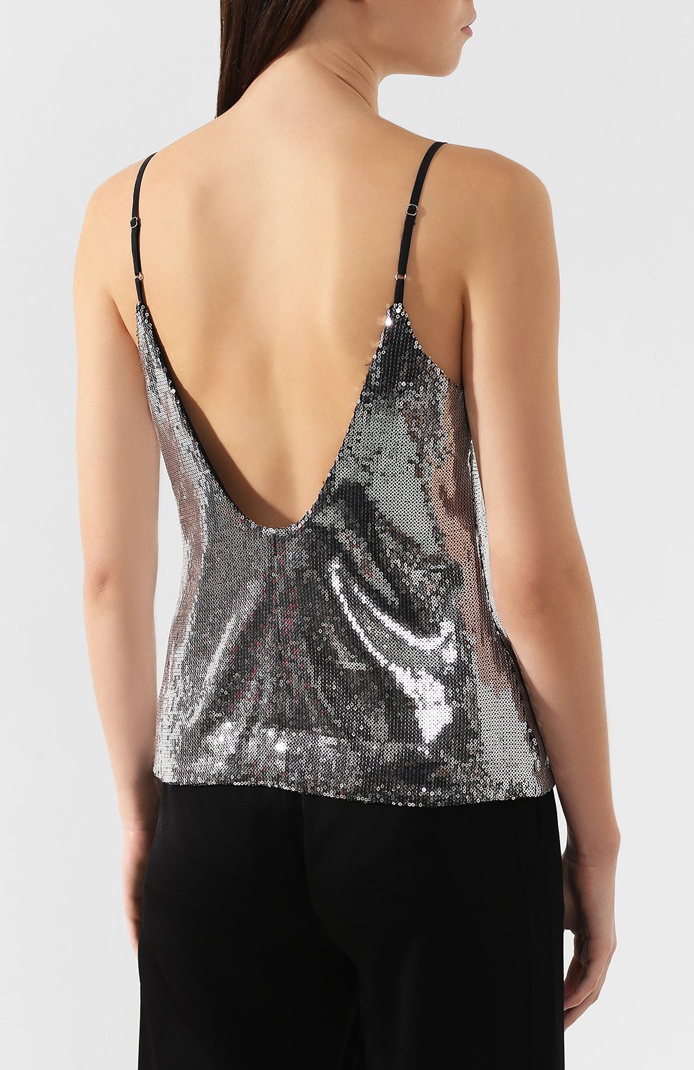 Топ с вышивкой пайетками RTA серебряного цвета по цене 49950 руб., арт. WH8238-7032MLTS, фото 4 Топ с вышивкой пайетками RTA, арт. WH8238-7032MLTS, фото 4