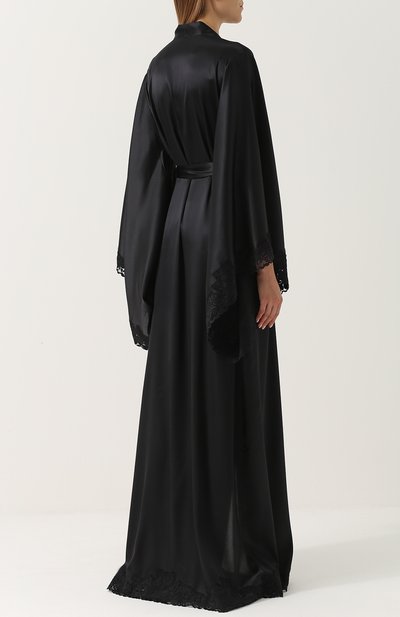 Шелковый халат-макси с кружевной отделкой LA PERLA, арт. 0006890, фото 4