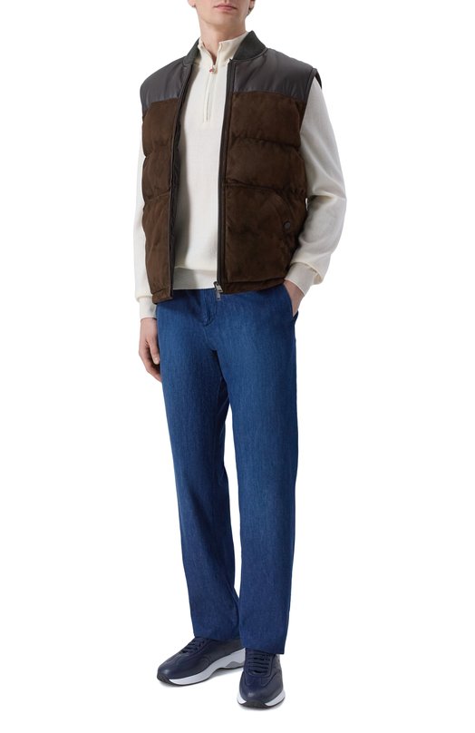 Кожаные кроссовки Kiton USSA374N0133202 Синий  USSA374N0133202 Фото 2