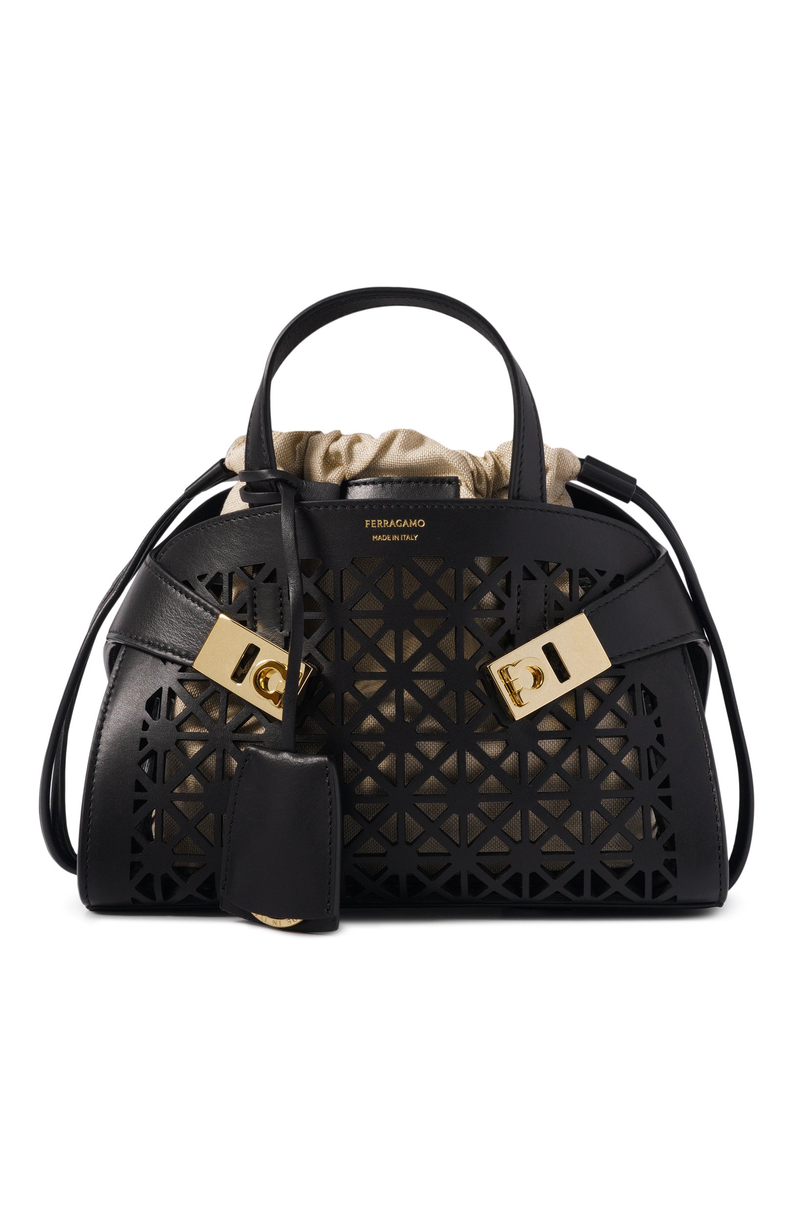 Сумка hug mini FERRAGAMO черного цвета по цене 261000 руб., арт. 21A696/793431, фото 1 Сумка hug mini FERRAGAMO, арт. 21A696/793431, фото 1