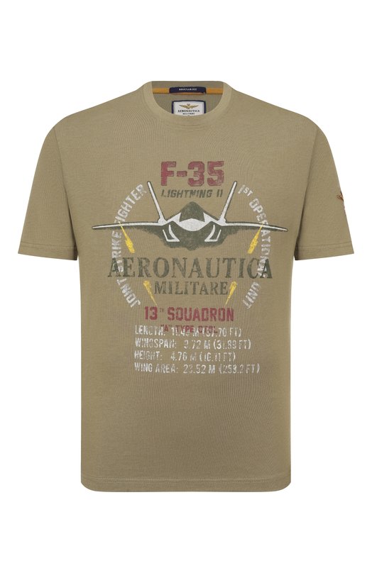 Хлопковая футболка Aeronautica Militare TS2536UJ00641 Хаки TS2536UJ00641