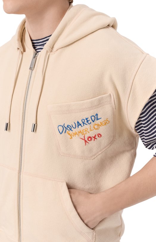 Хлопковая толстовка Dsquared2 S78HG0028/S25140 Бежевый  S78HG0028/S25140 Фото 5