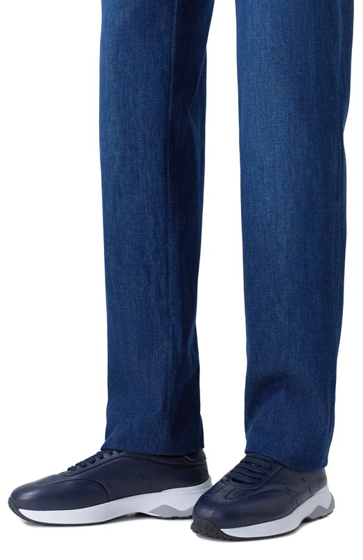 Кожаные кроссовки Kiton USSA374N0133202 Синий  USSA374N0133202 Фото 3