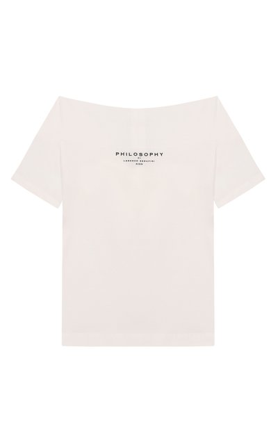 Хлопковая футболка PHILOSOPHY DI LORENZO SERAFINI KIDS молочного цвета по цене 15800 руб., арт. I1E618/5202/4-10, фото 2 Хлопковая футболка PHILOSOPHY DI LORENZO SERAFINI KIDS, арт. I1E618/5202/4-10, фото 2