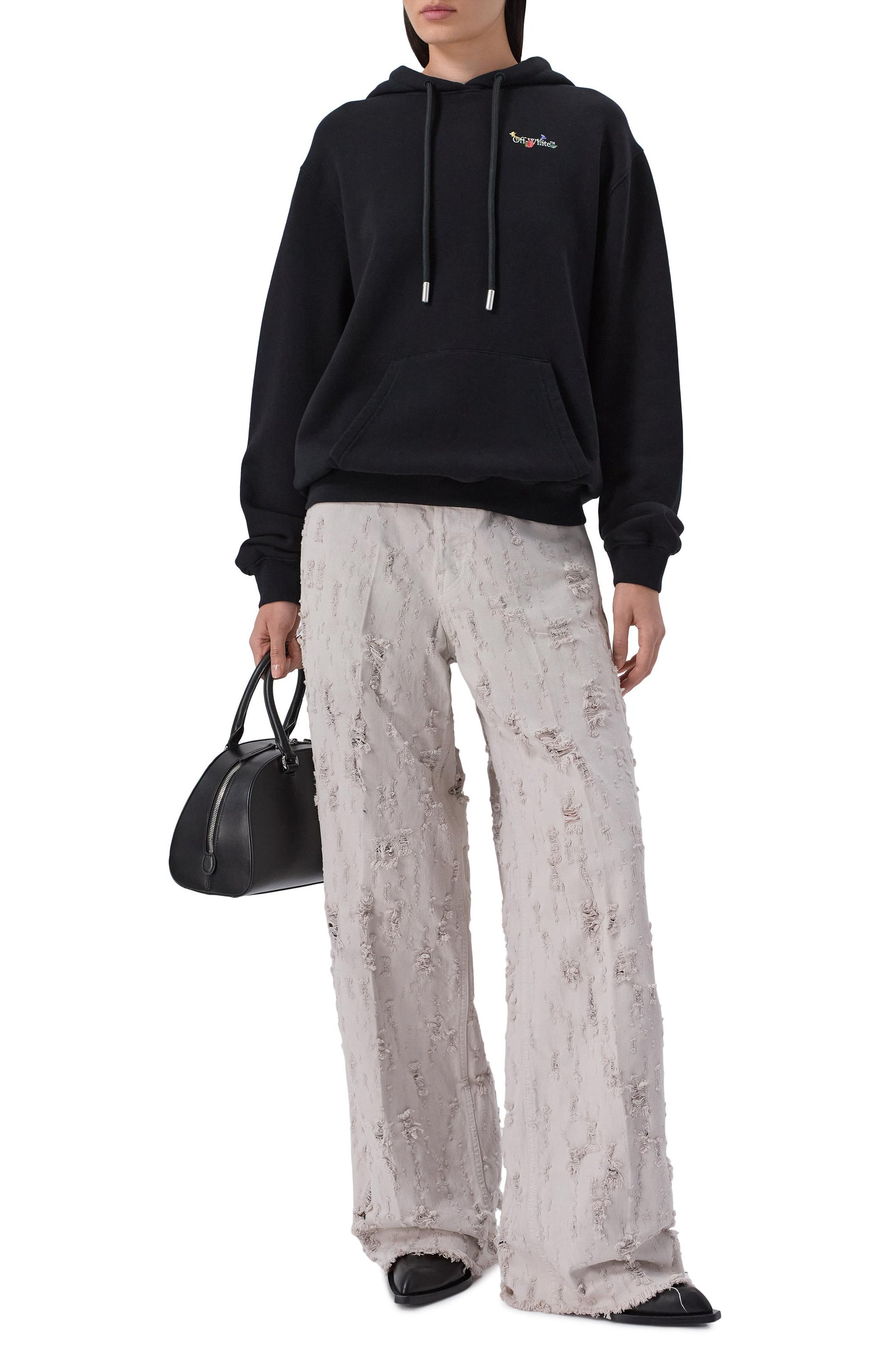 Хлопковое худи OFF-WHITE черного цвета по цене 84950 руб., арт. 0WBB064S25FLE001, фото 2 Хлопковое худи OFF-WHITE, арт. 0WBB064S25FLE001, фото 2