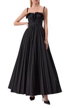 Женское хлопковое платье GIAMBATTISTA VALLI черного цвета, арт. 25SSPVTE5161-40P0P | Фото 3 (Длина Ж (юбки, платья, шорты): Макси; Материал сплава: Проставлено; Драгоценные камни: Проставлено; Рукава: На бретелях; Стили: Кэжуэл; Случай: Вечерний; Женское Кросс-КТ: Платье-одежда; Материал внешний: Хлопок)