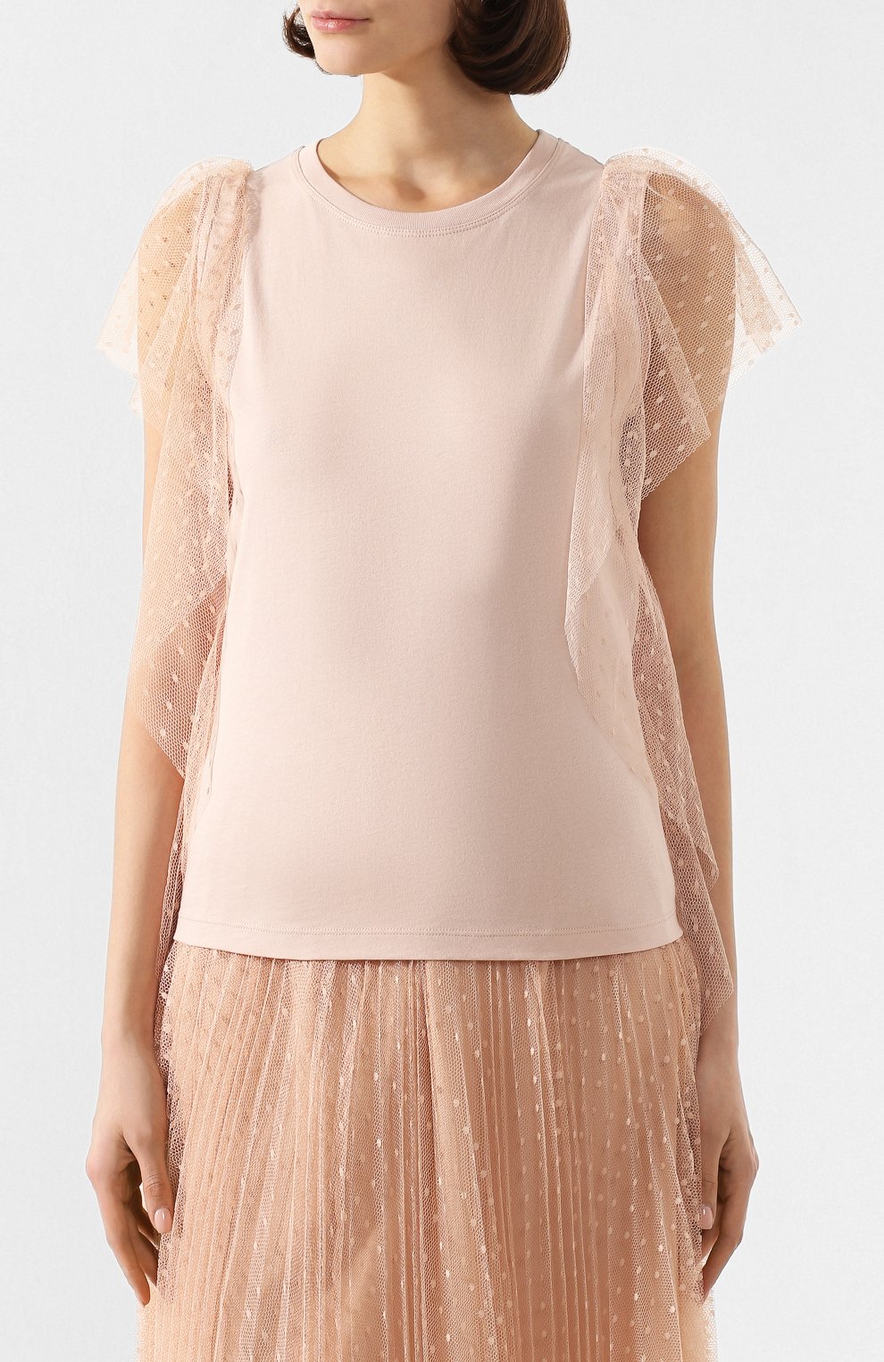 Хлопковая футболка REDVALENTINO розового цвета по цене 15350 руб., арт. TR3MG03Y/4UH, фото 3 Хлопковая футболка REDVALENTINO, арт. TR3MG03Y/4UH, фото 3