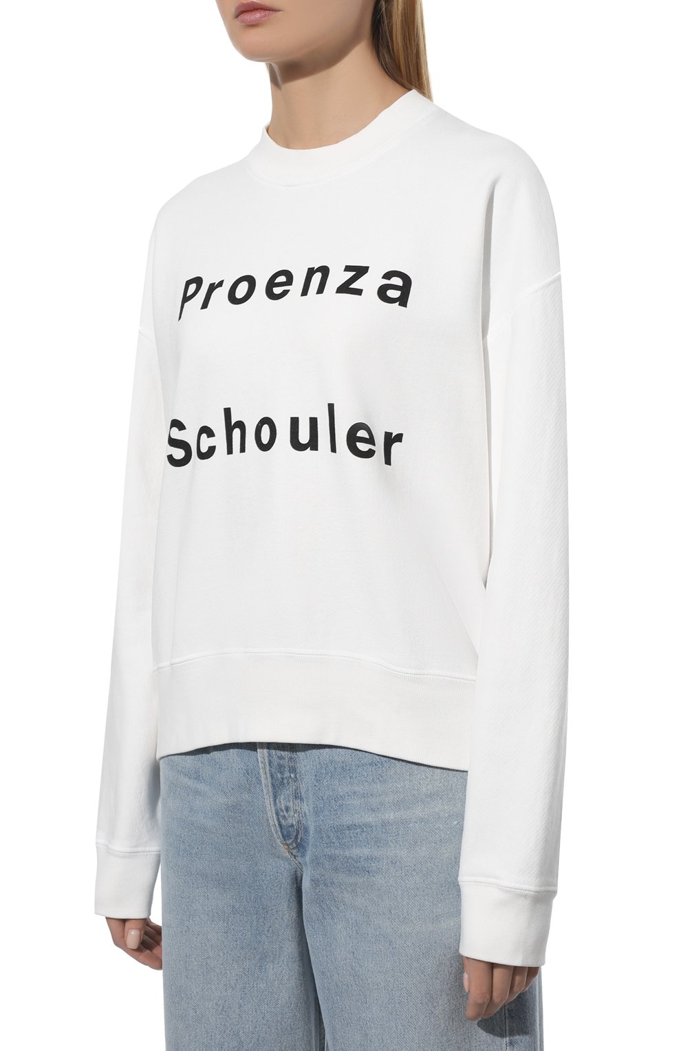 Хлопковый свитшот PROENZA SCHOULER WHITE LABEL белого цвета по цене 27700 руб., арт. WL2214144-JC149, фото 3 Хлопковый свитшот PROENZA SCHOULER WHITE LABEL, арт. WL2214144-JC149, фото 3