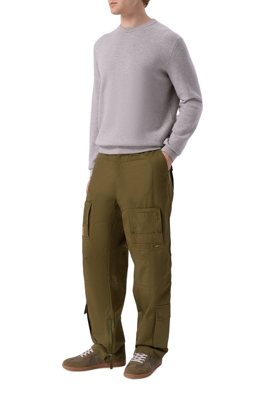 Хлопковые брюки-карго Aeronautica Militare PA1696UCT04240 Хаки  PA1696UCT04240 Фото 2