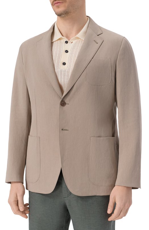 Льняной пиджак Giorgio Armani GM000140/TE10954 Бежевый  GM000140/TE10954 Фото 4
