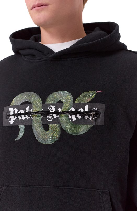 Хлопковое худи Palm Angels PMBB17GF25FLE002 Чёрный  PMBB17GF25FLE002 Фото 5