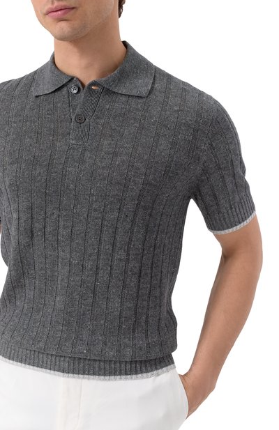 Поло изо льна и хлоп�ка BRUNELLO CUCINELLI, арт. M2L707605, фото 5