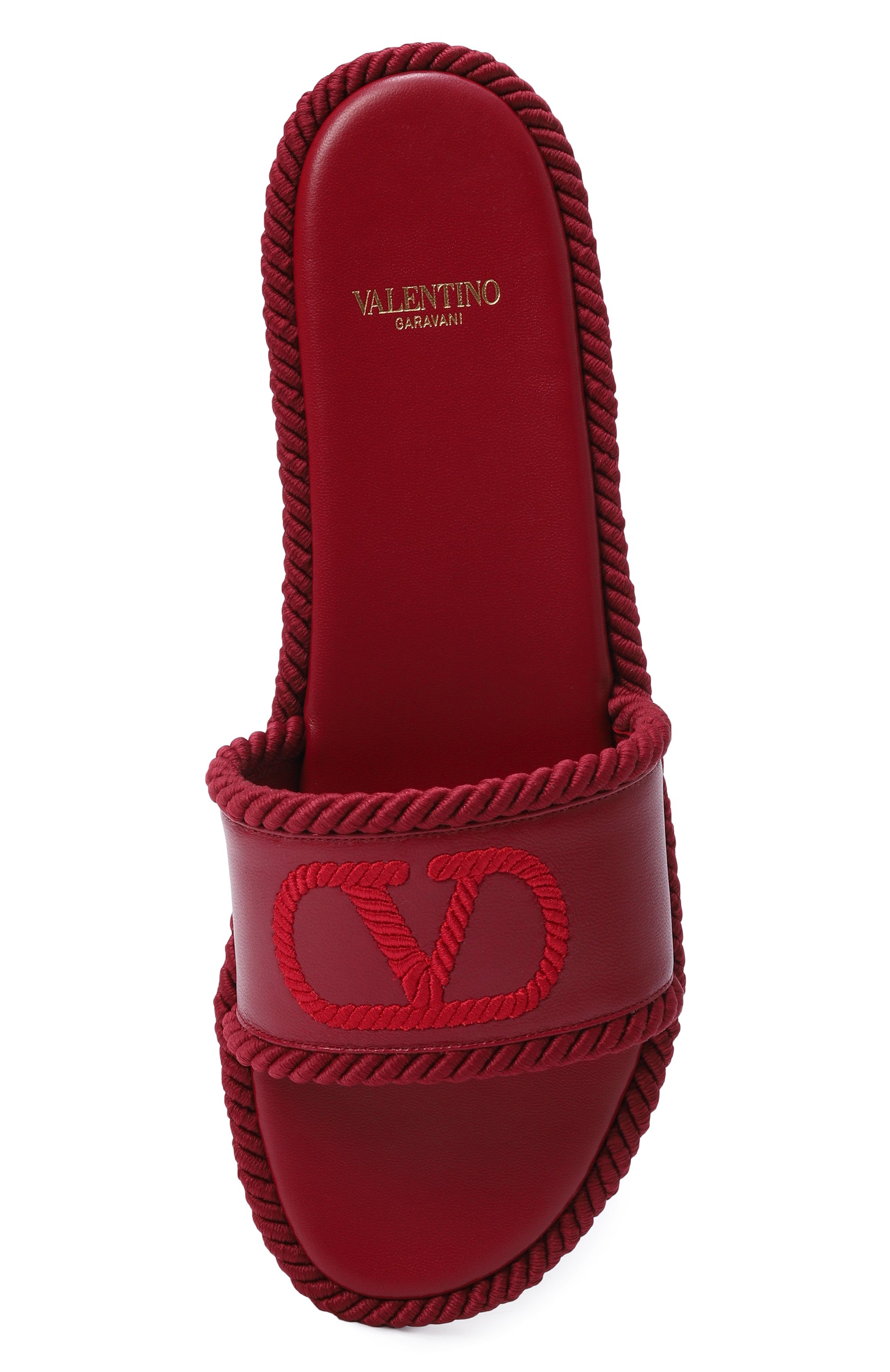 Кожаные шлепанцы vlogo torchon VALENTINO красного цвета по цене 78250 руб., арт. 8W0S0PI0/YWI, фото 6 Кожаные шлепанцы vlogo torchon VALENTINO, арт. 8W0S0PI0/YWI, фото 6