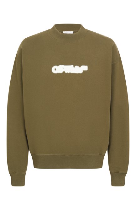 Мужской хлопковый свитшот OFF-WHITE хаки цвета, арт. 0MBA054S25FLE004 | Фото 1 (Рукава: Длинные; Материал внешний: Хлопок; Длина (для топов): Стандартные; Автоматизация состава: Проставлено; Автоматизация ТО: Проставлено)
