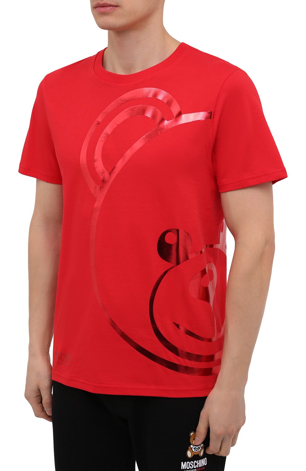 Хлопковая футболка MOSCHINO красного цвета по цене 14400 руб., арт. A1911/8112, фото 3 Хлопковая футболка MOSCHINO, арт. A1911/8112, фото 3